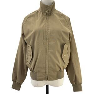 Vintage 90s Lands' End Women's Small Bomber Jacket Tan Plaid Lined Zip Front